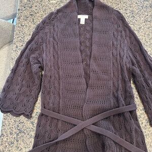 Kenar Dark Brown Open-Front Cardigan